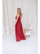 Vanda - mušelínové maxi šaty s viazaním v páse, v tehlovej farbe