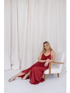 Vanda - mušelínové maxi šaty s viazaním v páse, v tehlovej farbe