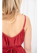 Vanda - mušelínové maxi šaty s viazaním v páse, v tehlovej farbe