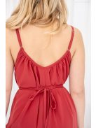 Vanda - mušelínové maxi šaty s viazaním v páse, v tehlovej farbe