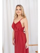 Vanda - mušelínové maxi šaty s viazaním v páse, v tehlovej farbe