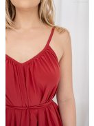 Vanda - mušelínové maxi šaty s viazaním v páse, v tehlovej farbe