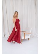 Vanda - mušelínové maxi šaty s viazaním v páse, v tehlovej farbe