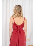 Vanda - mušelínové maxi šaty s viazaním v páse, v tehlovej farbe