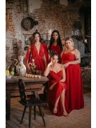 Vanda - mušelínové maxi šaty s viazaním v páse, v tehlovej farbe