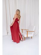 Vanda - mušelínové maxi šaty s viazaním v páse, v tehlovej farbe