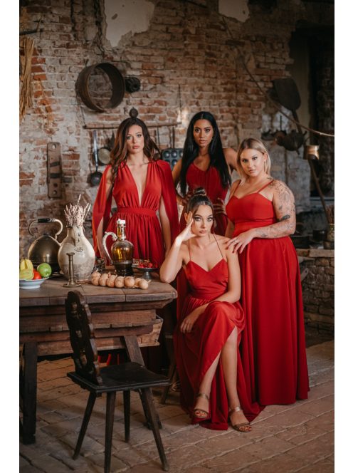 Vanda - mušelínové maxi šaty s viazaním v páse, v tehlovej farbe