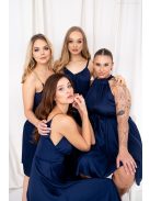 Olga - mini šaty so zaväzovaním okolo krku a pásu, z light saténového materiálu, v tmavo-modrej farbe