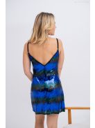 Vanda mini – flitrované  mini šaty voľného strihu s nastaviteľnými ramienkami, v modro-zelenej farbe