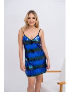 Vanda mini – flitrované mini šaty voľného strihu s nastaviteľnými ramienkami, v modro-zelenej farbe