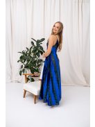 Zelma - flitrované maxi šaty na špagetové ramienka, s hlbokým výstrihom a A-čkovou sukňou, v modro-zelenej farbe