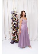 Inez - romantické, saténové maxi šaty s nariaseným topom a trblietavým tylom, v staroružovej farbe