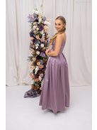 Zenina - saténové maxi šaty s výstrihom do V a špagetovými ramienkami, v staroružovej farbe