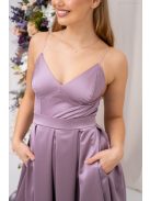 Zenina - saténové maxi šaty s výstrihom do V a špagetovými ramienkami, v staroružovej farbe