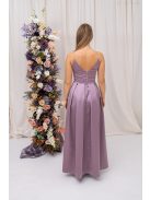 Zenina - saténové maxi šaty s výstrihom do V a špagetovými ramienkami, v staroružovej farbe