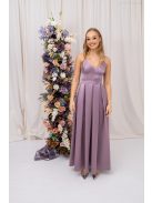 Zenina - saténové maxi šaty s výstrihom do V a špagetovými ramienkami, v staroružovej farbe