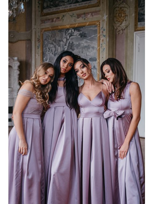 Zenina - saténové maxi šaty s výstrihom do V a špagetovými ramienkami, v staroružovej farbe