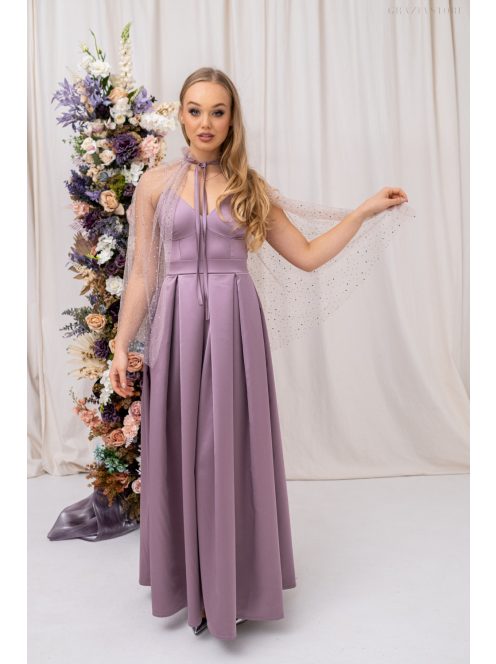 Pandóra - tylový plášť so štrasovými kamienkami, v staroružovej farbe