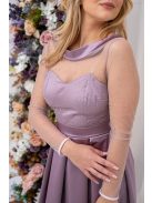 Gyöngy - saténové maxi šaty s trblietavým topom, s odhaleným chrbtom do V, v staroružovej farbe