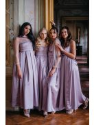 Gyöngy - saténové maxi šaty s trblietavým topom, s odhaleným chrbtom do V, v staroružovej farbe