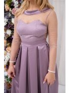 Gyöngy - saténové maxi šaty s trblietavým topom, s odhaleným chrbtom do V, v staroružovej farbe