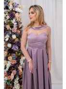 Gyöngy - saténové maxi šaty s trblietavým topom, s odhaleným chrbtom do V, v staroružovej farbe