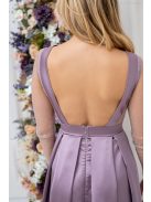 Gyöngy - saténové maxi šaty s trblietavým topom, s odhaleným chrbtom do V, v staroružovej farbe