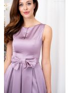 Manka - bezrukávové, saténové maxi šaty, zdobené mašľou v páse, v staroružovej farbe