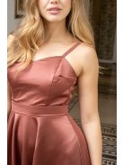 Dália - saténové maxi šaty tehlovej farby, so zaväzovaním na chrbte