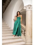 Dália - zelené saténové maxi šaty so zaväzovaním na chrbte