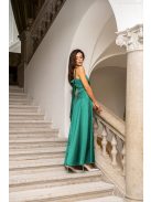 Dália - zelené saténové maxi šaty so zaväzovaním na chrbte