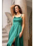 Dália - zelené saténové maxi šaty so zaväzovaním na chrbte