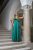 Zenina - saténové maxi šaty s výstrihom do V a špagetovými ramienkami, v zelenej farbe
