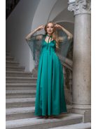 Pandóra - tylový plášť so štrasovými kamienkami, v zelenej farbe