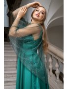 Pandóra - tylový plášť so štrasovými kamienkami, v zelenej farbe