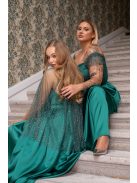 Pandóra - tylový plášť so štrasovými kamienkami, v zelenej farbe