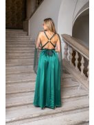 Scarlett - špeciálne maxi šaty s prekríženou látkou na chrbte a flitrovým tylom, v zelenej farbe 