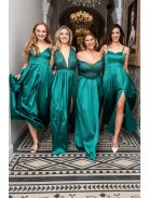 Scarlett - špeciálne maxi šaty s prekríženou látkou na chrbte a flitrovým tylom, v zelenej farbe 