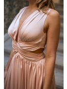 Kamilla - špeciálne maxi šaty so šnurovaním na chrbte, z light saténového materiálu,  v broskyňovej farbe