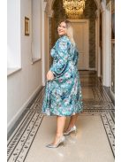 Dia - maxi šaty s dlhým rukávom na gombíky zo vzorovaného, light saténového materiálu