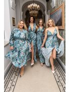 Dia - maxi šaty s dlhým rukávom na gombíky zo vzorovaného, light saténového materiálu