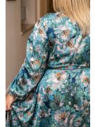 Dia - maxi šaty s dlhým rukávom na gombíky zo vzorovaného, light saténového materiálu