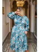 Dia - maxi šaty s dlhým rukávom na gombíky zo vzorovaného, light saténového materiálu