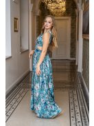 Kamilla - špeciálne maxi šaty so šnurovaním na chrbte, vzorované, z light saténového materiálu