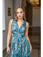 Kamilla - špeciálne maxi šaty so šnurovaním na chrbte, vzorované, z light saténového materiálu