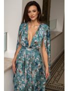 Scarlett - špeciálne, vzorované maxi šaty s prekríženou látkou na chrbte, z light saténového materiálu