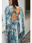 Scarlett - špeciálne, vzorované maxi šaty s prekríženou látkou na chrbte, z light saténového materiálu