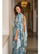 Scarlett - špeciálne, vzorované maxi šaty s prekríženou látkou na chrbte, z light saténového materiálu