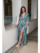 Scarlett - špeciálne, vzorované maxi šaty s prekríženou látkou na chrbte, z light saténového materiálu