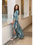 Scarlett - špeciálne, vzorované maxi šaty s prekríženou látkou na chrbte, z light saténového materiálu